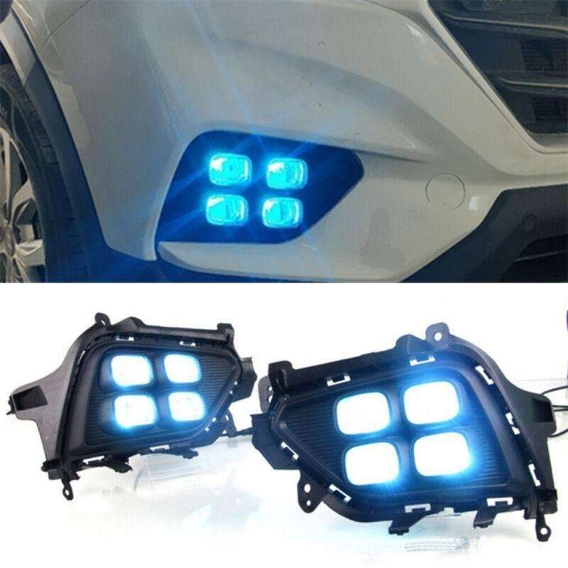LED DRL Front Fog Light Lamp Streamer 3-Color Fit For Hyundai Ix25 2017-2019