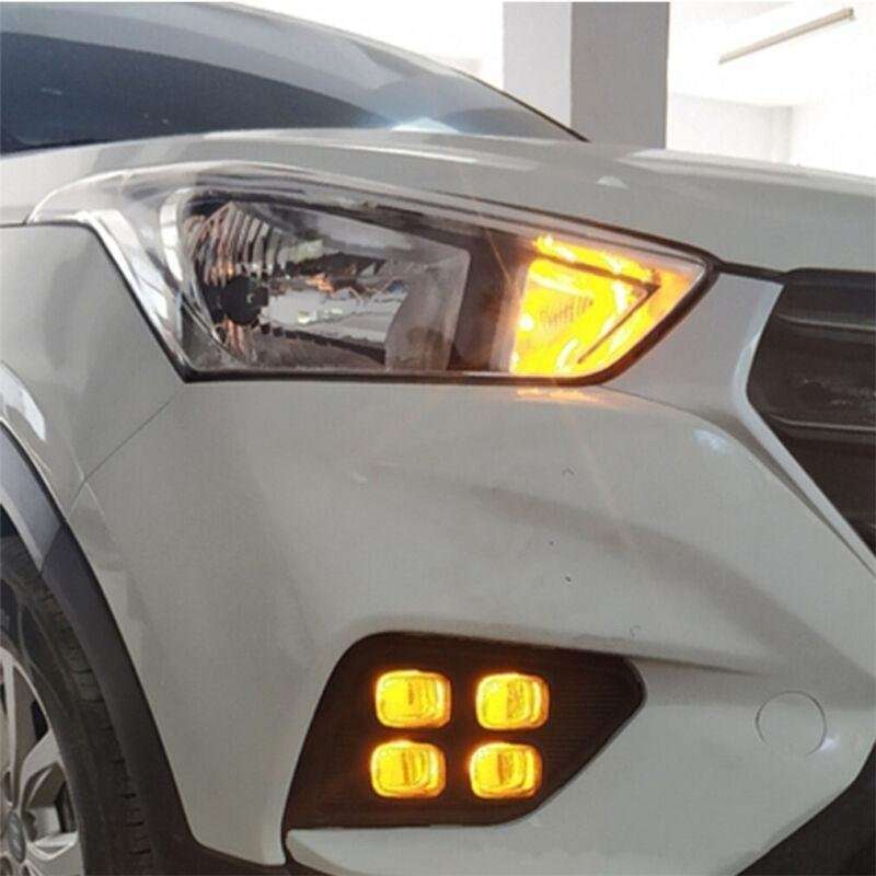 LED DRL Front Fog Light Lamp Streamer 3-Color Fit For Hyundai Ix25 2017-2019