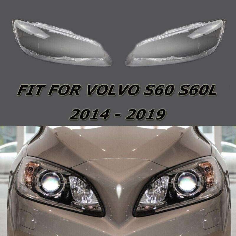 Fit Volvo S60 S60L 2014-2019 A Pair Headlamp Lampshade Headlight Lens Cover