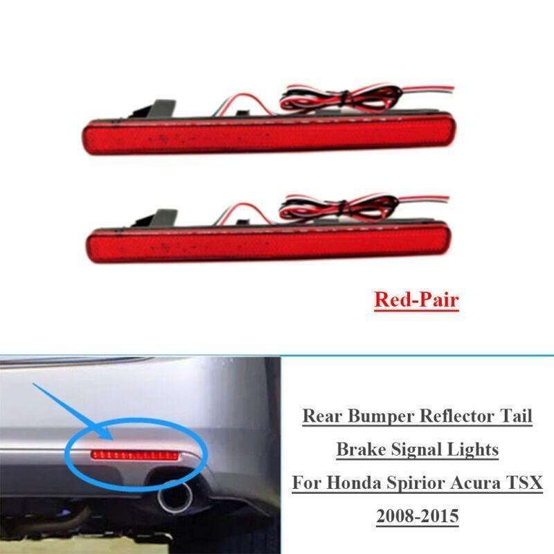 Red Rear Bumper Reflector Light Lamp For Acura TSX Euro Accord 2008-2015 Pair