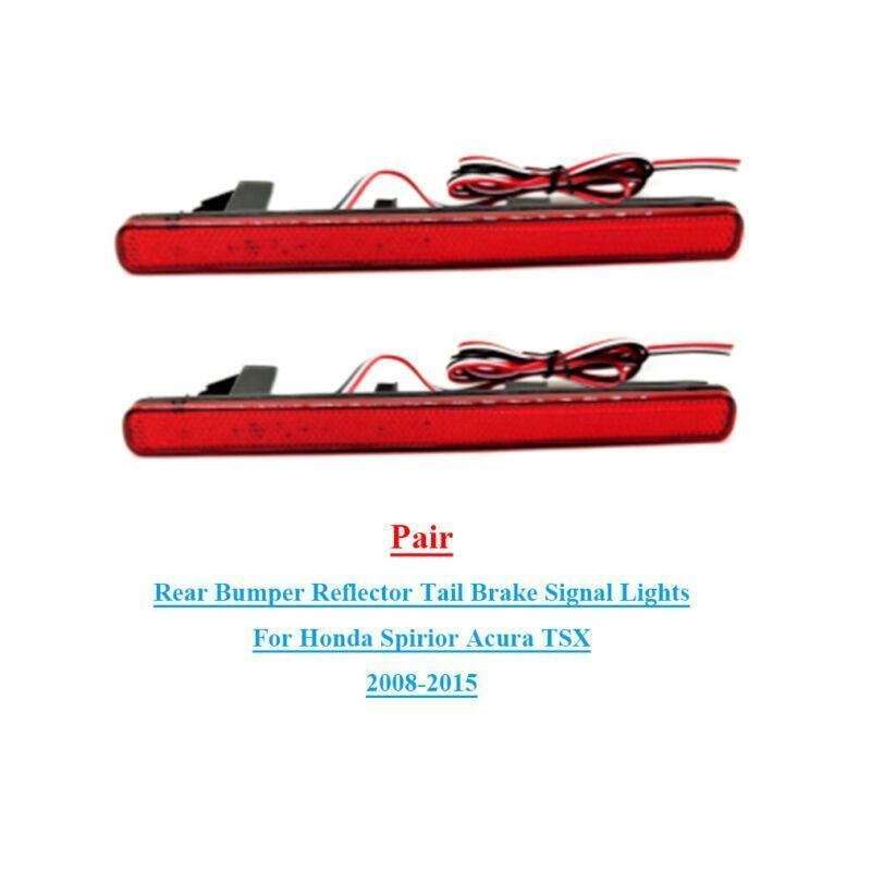 Red Rear Bumper Reflector Light Lamp For Acura TSX Euro Accord 2008-2015 Pair