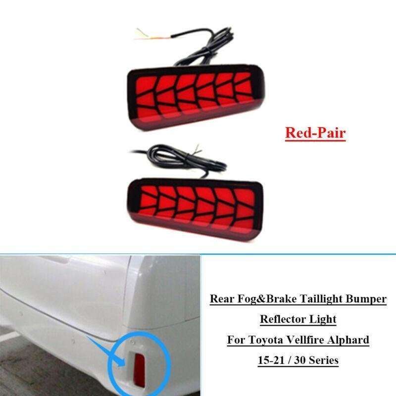 Red LED Rear Bumper Brake Light Lamp For Toyota Vellfire Alphard 15-22 Pair