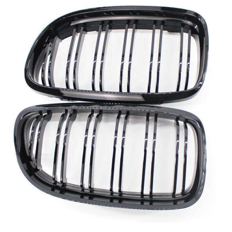 2X/Set Shiny Black Dual Slat Car Front Grille fit for BMW E90 09-11 Mesh Grill