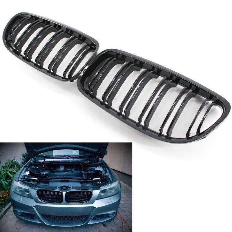 2X/Set Shiny Black Dual Slat Car Front Grille fit for BMW E90 09-11 Mesh Grill