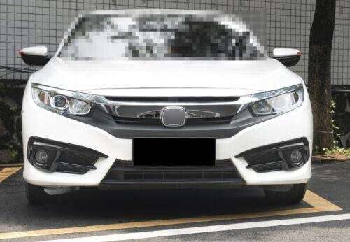 Fit For Honda Civic 2016 2017 2018 Bright Black Front Fog Light Lamp Cover Trim