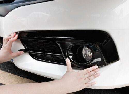 Fit For Honda Civic 2016 2017 2018 Bright Black Front Fog Light Lamp Cover Trim