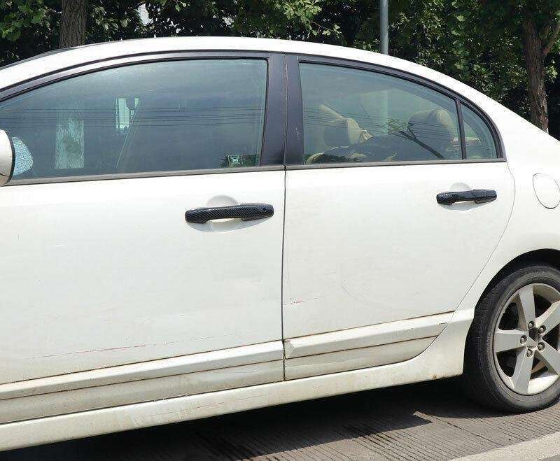 Carbon Fiber Exterior Side Door Handle Cover Trim For Honda Civic 8th 2006-2011