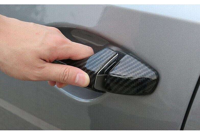 For Kia Forte K3 2019-2022 Carbon Fiber Side Smart Door Handle Cover Trim 8pcs