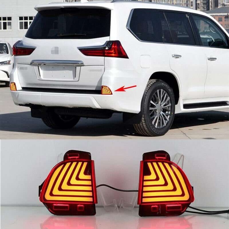 2PCS LED Rear Bumper Light Rear Fog Lamp Brake Signal For 2016-2021 Lexus LX570