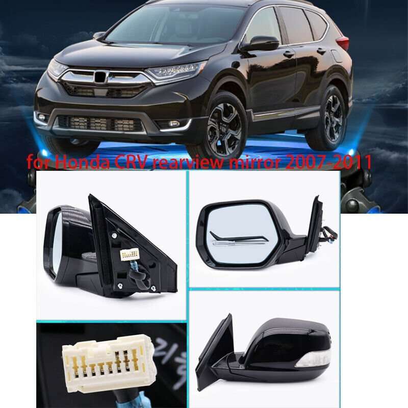 Black Right for Honda CRV 05-06 rearview mirror Assembly 9 lines Lens Heating