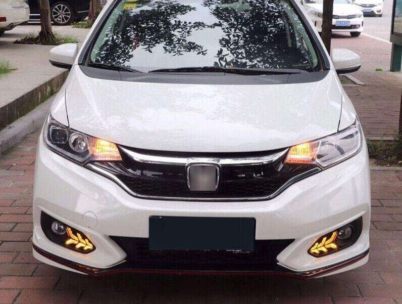 Led DRL Front Fog Light Lamp Steering 2-Color Trim For Honda Fit Jazz 2018-20 2X