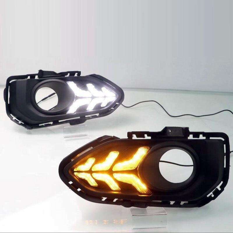 Led DRL Front Fog Light Lamp Steering 2-Color Trim For Honda Fit Jazz 2018-20 2X