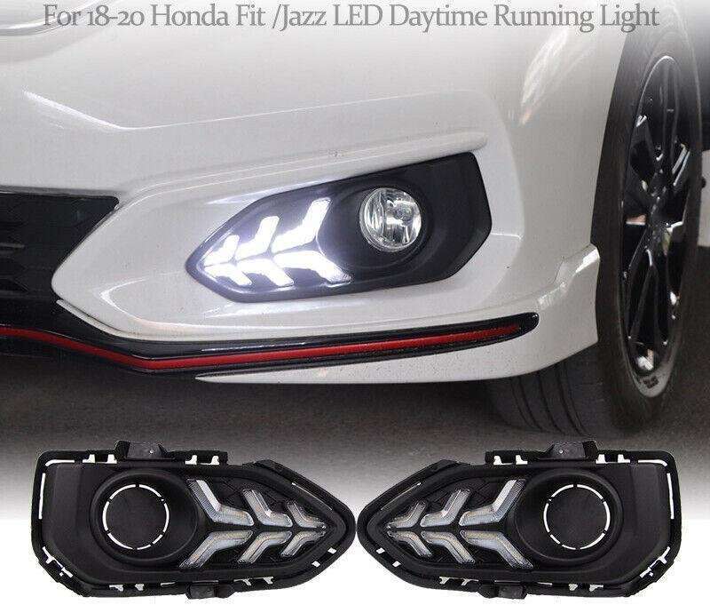 Led DRL Front Fog Light Lamp Steering 2-Color Trim For Honda Fit Jazz 2018-20 2X