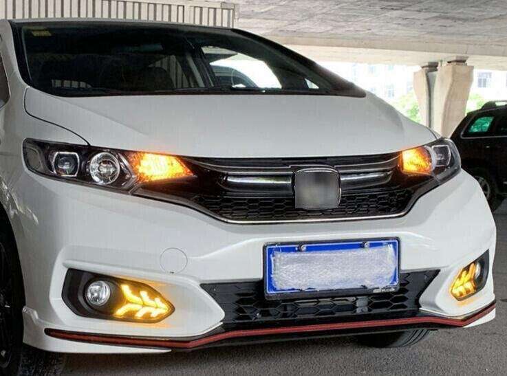 Led DRL Front Fog Light Lamp Steering 2-Color Trim For Honda Fit Jazz 2018-20 2X