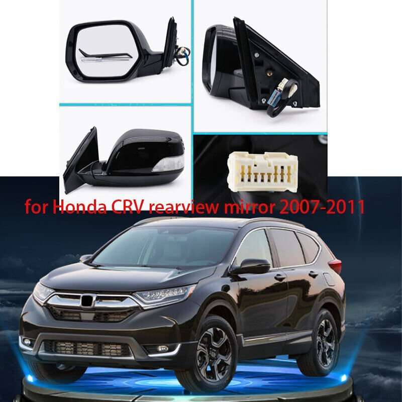 Black Left for Honda CRV 05-06 rearview mirror Assembly 7 lines Lens Heating