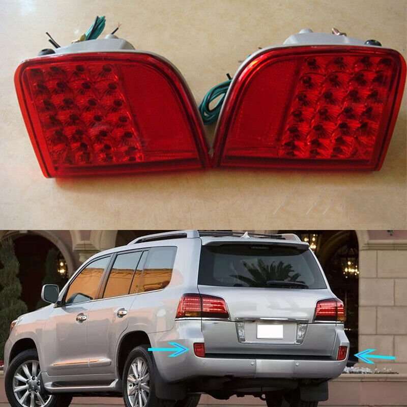 2Pcs For Lexus LX570 2008-2011 Rear Bumper Light Fog Light Housing Red L+R Side