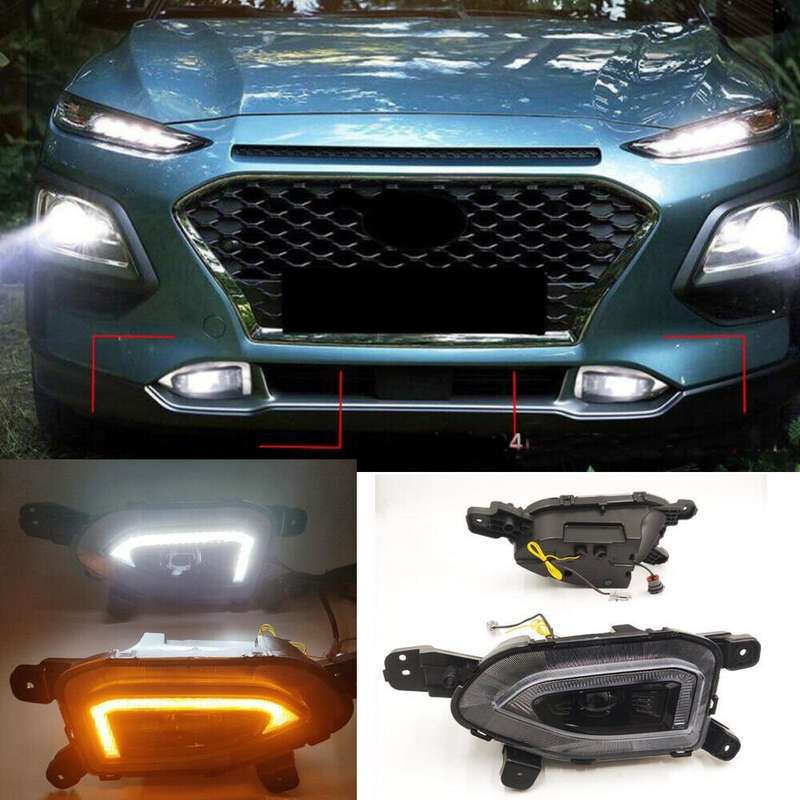 Front Bumper Fog lamp Light Complete Kit For Hyundai Kona 2018 2019-2021