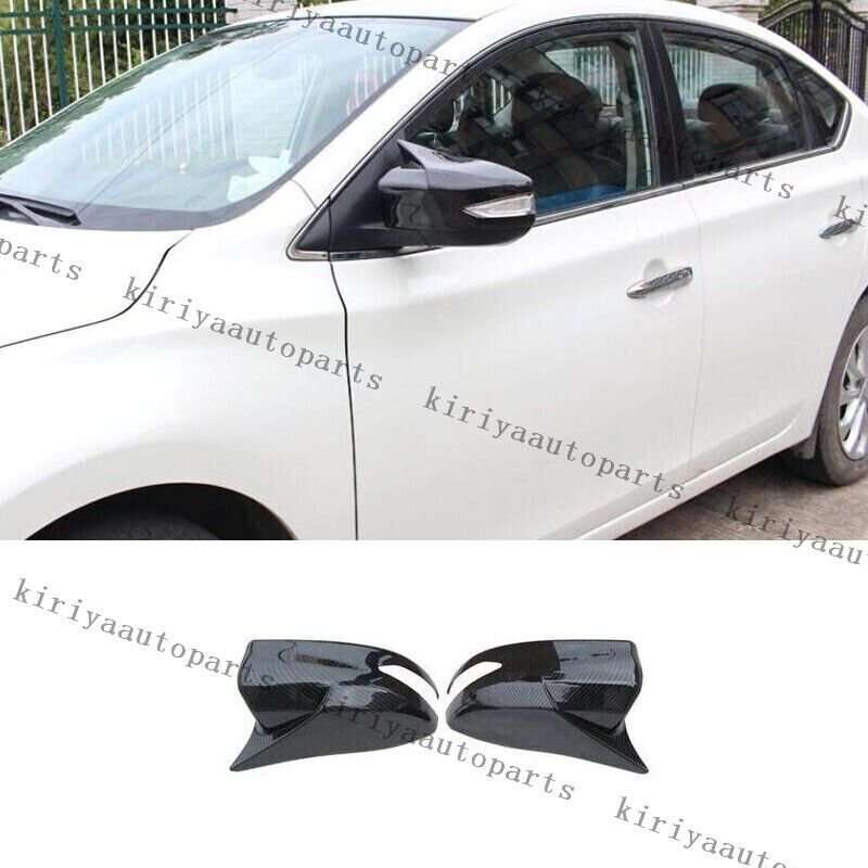 Carbon Fiber FOR NISSAN SENTRA 2017-2019 Rear Ox horn side mirror cover trim 2PC