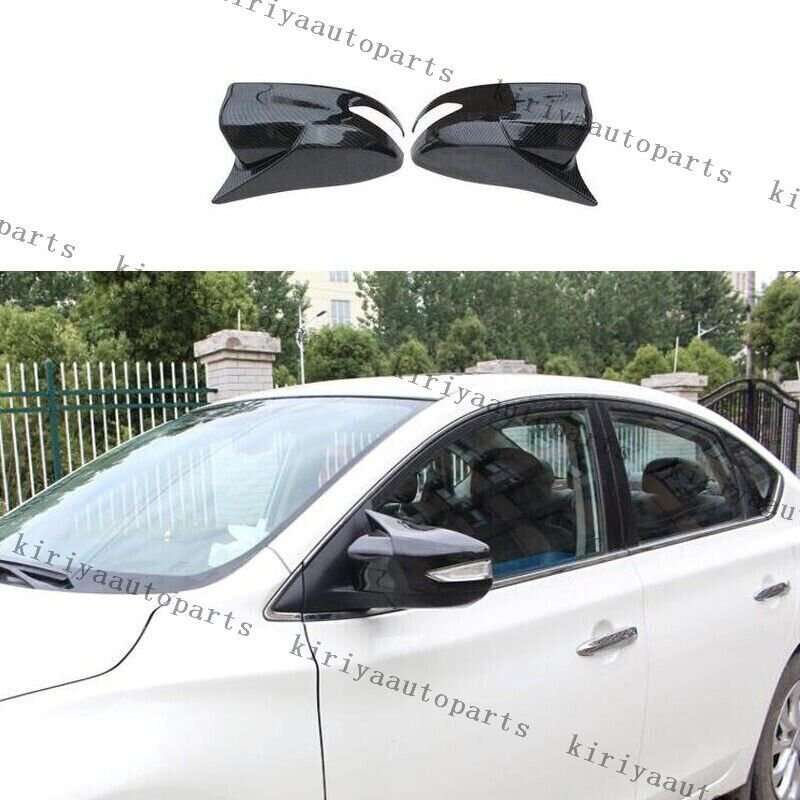 Carbon Fiber FOR NISSAN SENTRA 2017-2019 Rear Ox horn side mirror cover trim 2PC