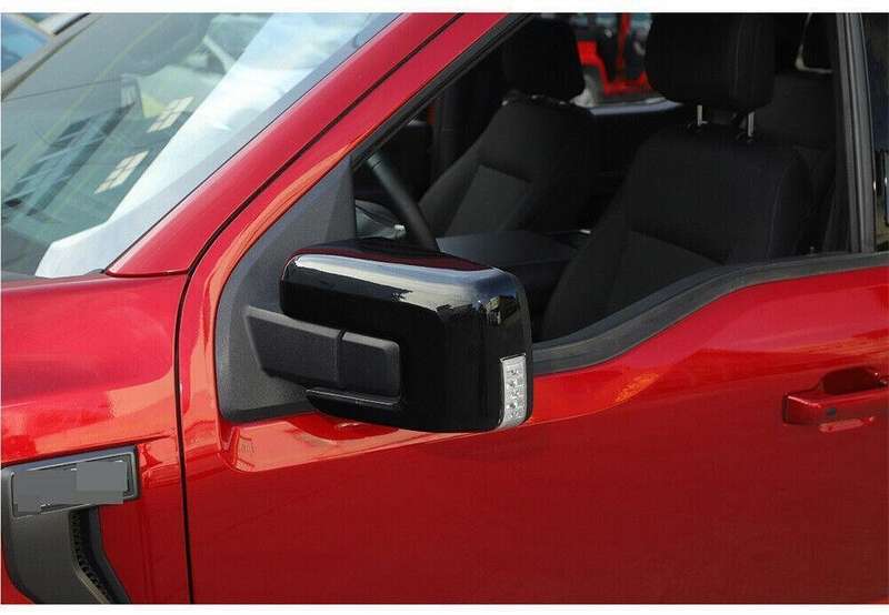 2¡ÁBlack ABS Exterior Side Rearview Mirror Caps Cover Fit For Ford F150 2021 2022