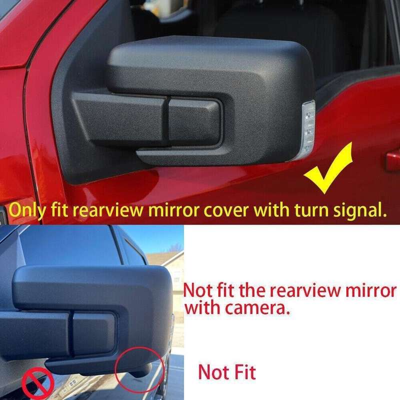 2¡ÁBlack ABS Exterior Side Rearview Mirror Caps Cover Fit For Ford F150 2021 2022
