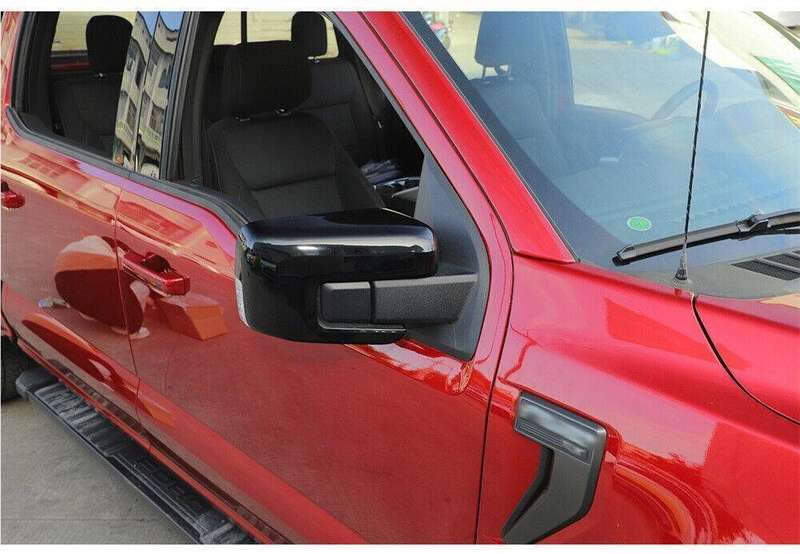 2¡ÁBlack ABS Exterior Side Rearview Mirror Caps Cover Fit For Ford F150 2021 2022