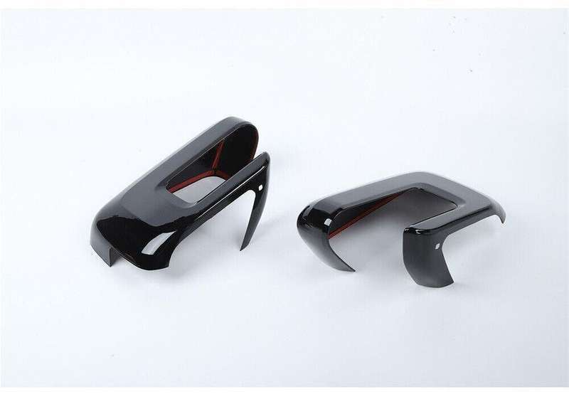 2¡ÁBlack ABS Exterior Side Rearview Mirror Caps Cover Fit For Ford F150 2021 2022