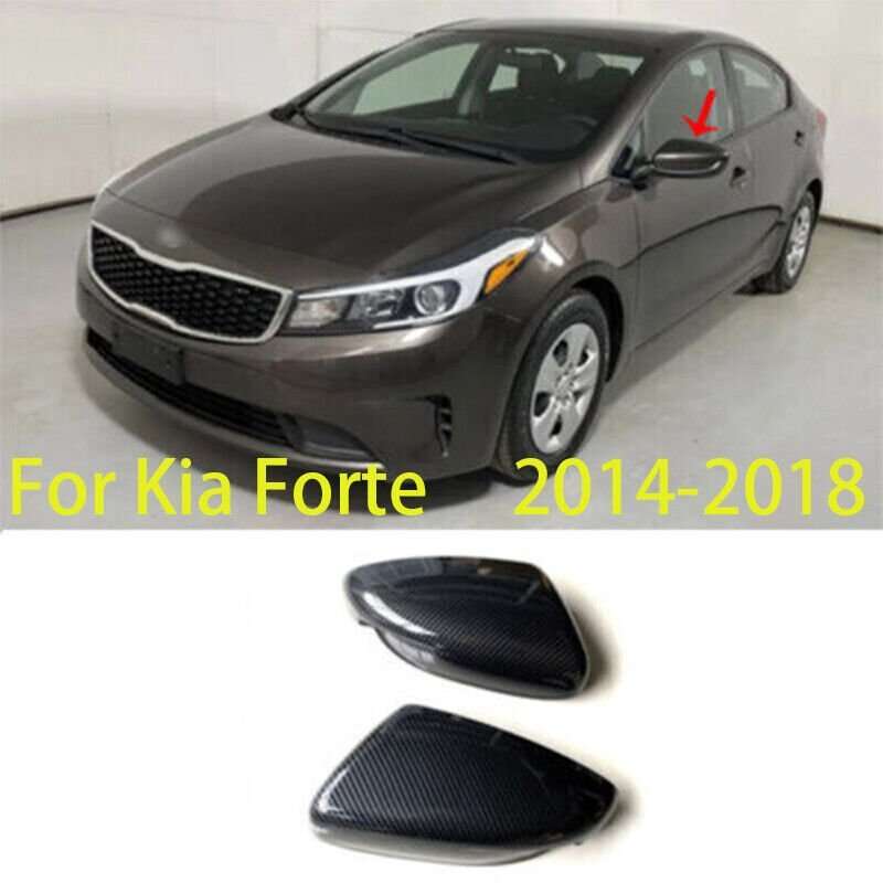 For Kia Forte 14-18 Carbon Fiber Style Door Side Rear View Mirror Cover Trim 2PC