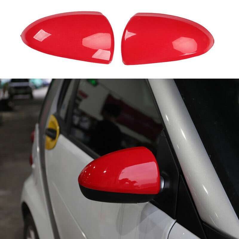 For Smart ForTwo 2009-2014 ABS Bright Red Rear View Side Door Mirror Cover 2PCS