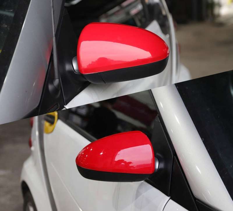 For Smart ForTwo 2009-2014 ABS Bright Red Rear View Side Door Mirror Cover 2PCS
