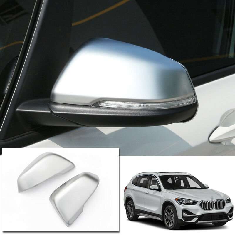 For BMW X1 2016-2020 F48 ABS silver car exterior rear view mirror cover trim 2pc