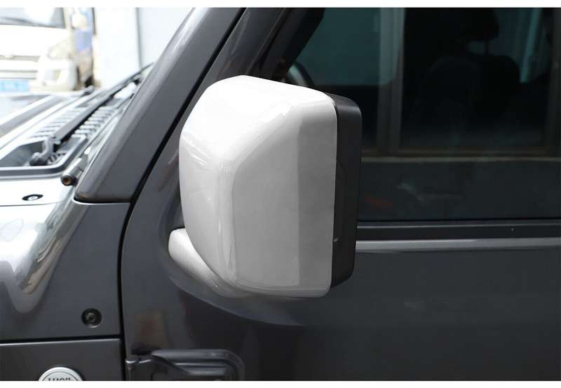 Side Rearview Mirror &amp; Base Trim For Jeep Wrangler JL JT Gladiator 2018-22 White