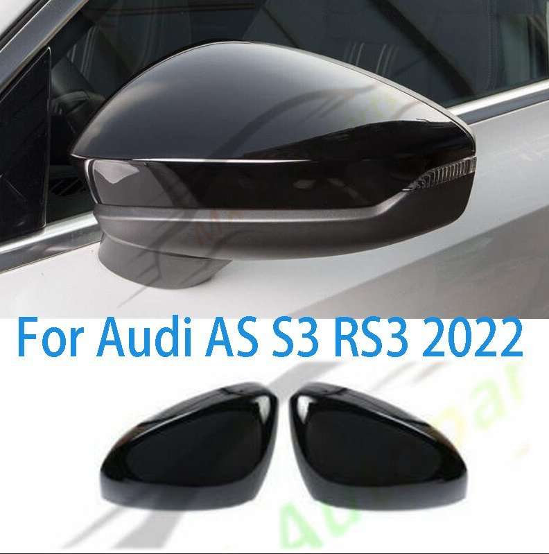 2Pcs ABS Bright Black Rearview Mirror Cover Refit For Audi AS S3 RS3 2022