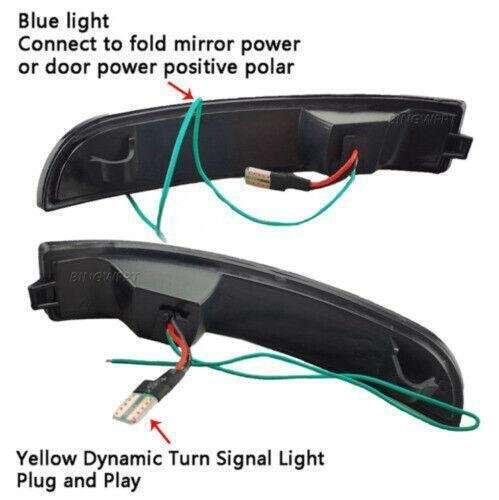 Ford Escape Kuga 2013-2019 LED Rear View Mirror Light Turn Signal Blue &amp; Amber