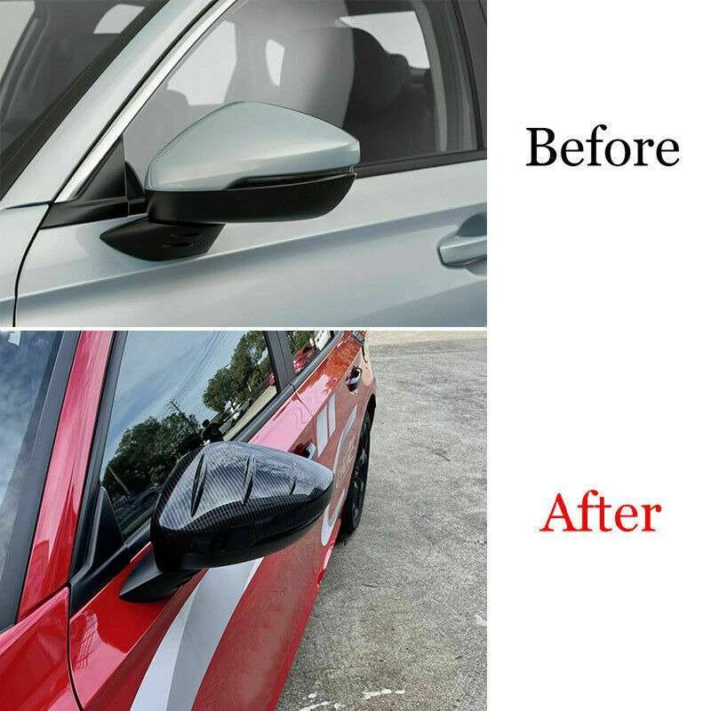 For Honda Civic 2022-2023 Carbon Fiber Side Door Rearview Mirror Cover Trim Cap