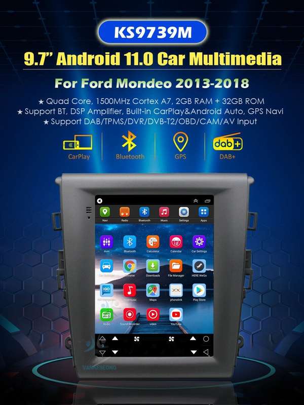 For Ford Mondeo 2013-2018 Bluetooth Car Radio Head Unit Android Navi GPS CarPlay