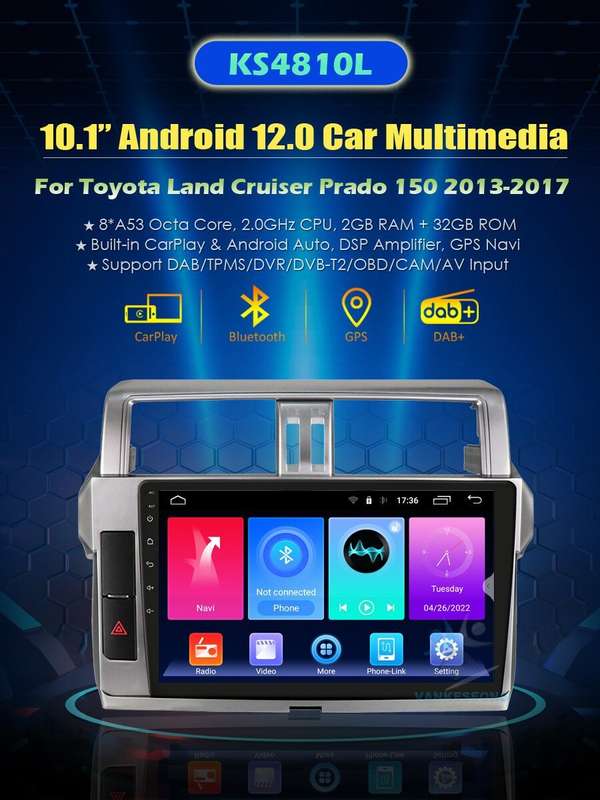 10.1"Android 12 GPS Head Unit CarPlay DAB+Radio USB For Toyota LandCruiser Prado