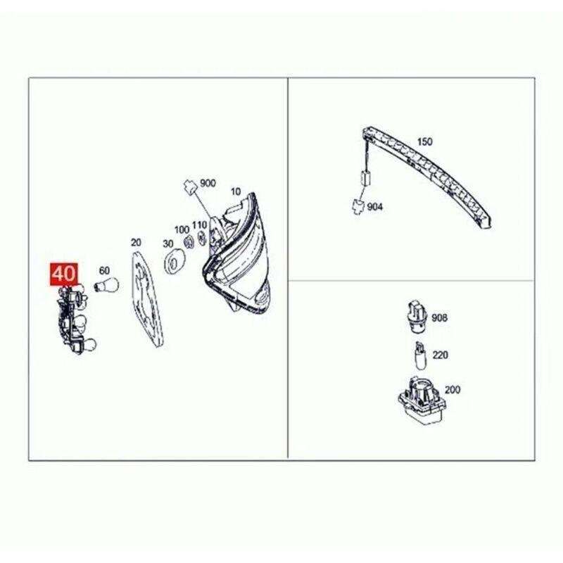 Right For Mercedes W204 C Class 2008-2015 Gray Tail Lamp Bulb Holder With Bulbs