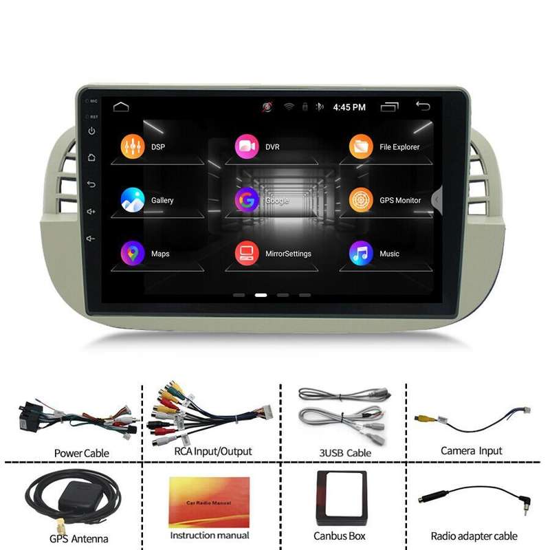 For Fiat 500 2008-2015 Apple Carplay Android12 Car Stereo Radio GPS BT Head Unit