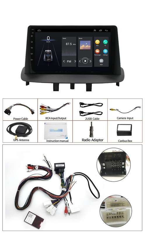 9" Android 13 DAB+CarPlay GPS Radio Head Unit for Renault Megane 3 2008-2014+OBD