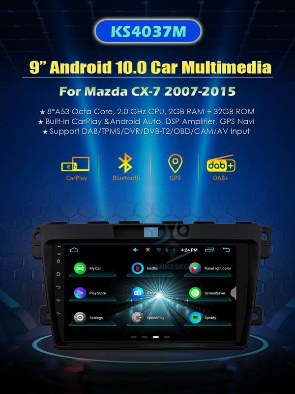 9" Android Auto Radio For Mazda CX-7 2007-2015 CarPlay GPS SatNav Car Stereo DAB