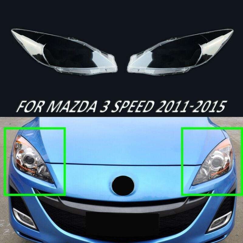 For Mazda 3 Speed 2011-2015 Pair of Headlight Lens Cover Transparent Shell Caps