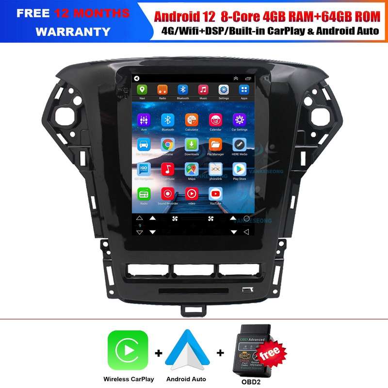 9.7"For Ford Mondeo IV 2011-2013 Car Stereo CarPlay Android 12 GPS Navi DAB+64GB
