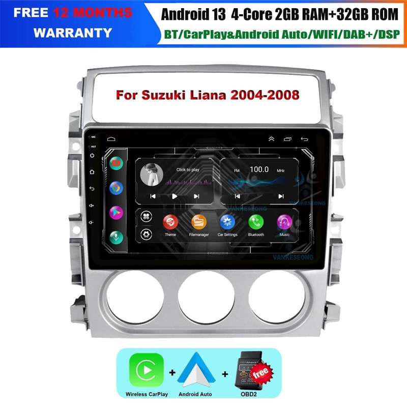 For Suzuki Liana 2004-2008 CarPlay Android 13 Car Stereo GPS Sat Nav DAB+ Radio