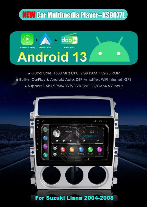 For Suzuki Liana 2004-2008 CarPlay Android 13 Car Stereo GPS Sat Nav DAB+ Radio