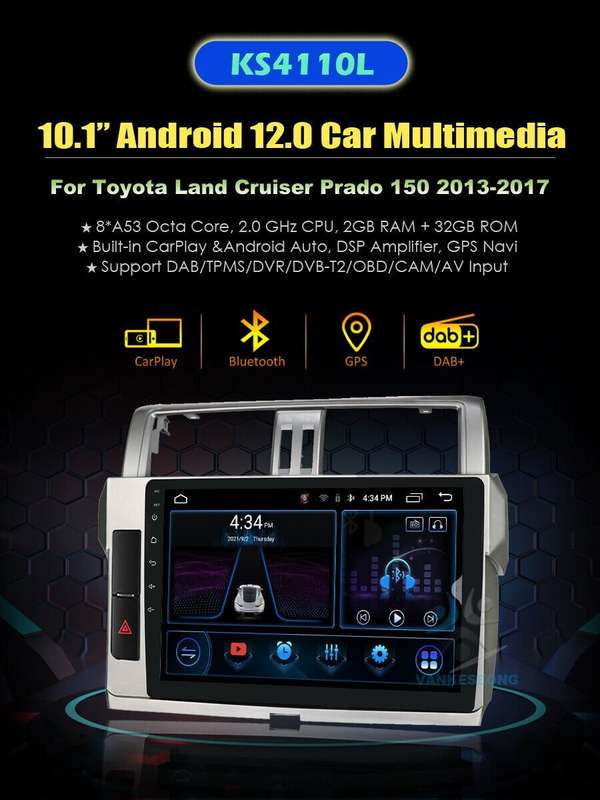 CarPlay Autoradio GPS Navigation DAB For Toyota Land Cruiser Prado 150 2013-2017