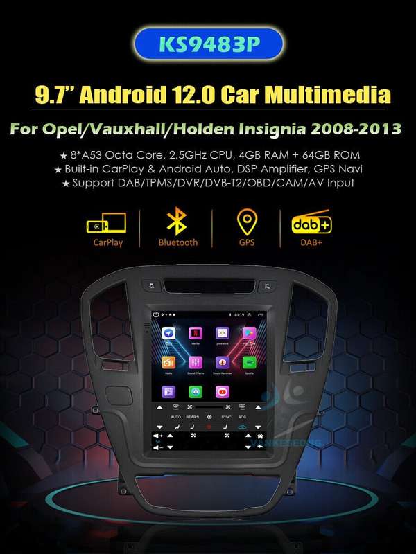 64GB Android Auto CarPlay For Vauxhall Insignia 2008-2013 DAB+ Radio Car Stereo