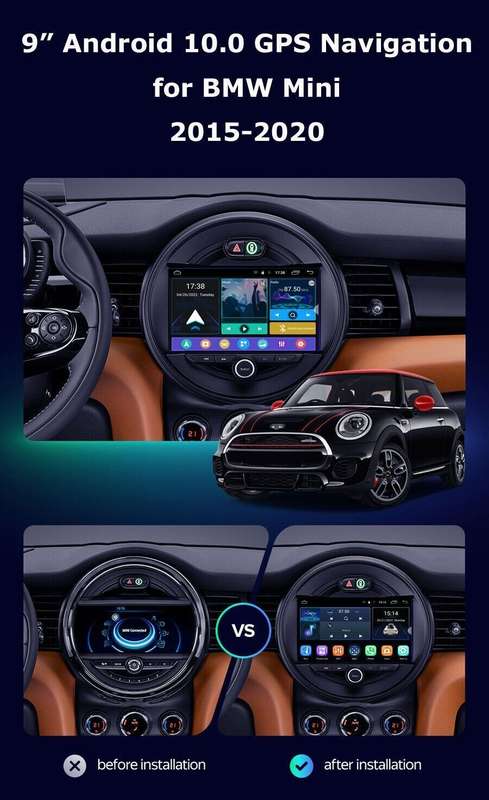 For BMW Mini 2014-2020 Car Stereo CarPlay GPS Sat Nav 9"Android10 DAB+Radio 32GB