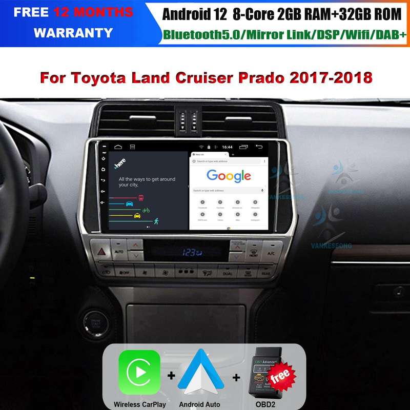 Android Auto Car Radio Stereo GPS SatNav for Toyota Land Cruiser Prado 2017 2018