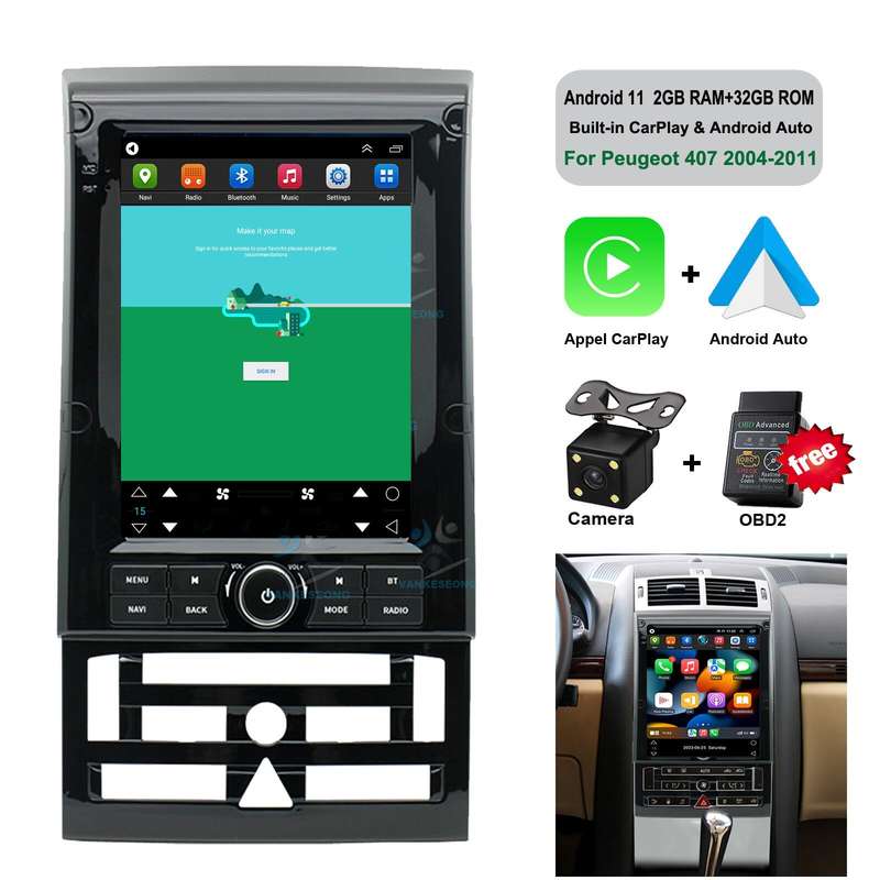 9.7'' For Peugeot 407 2004-2011 CarPlay DAB Radio Stereo Wifi Video GPS Android
